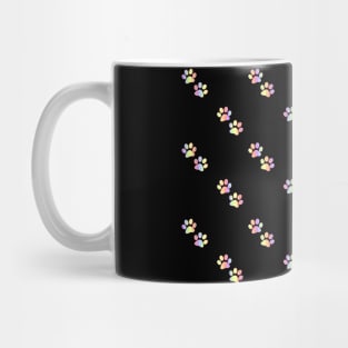 Mini Pastel Rainbow Vertical Striped Paw Prints Mug